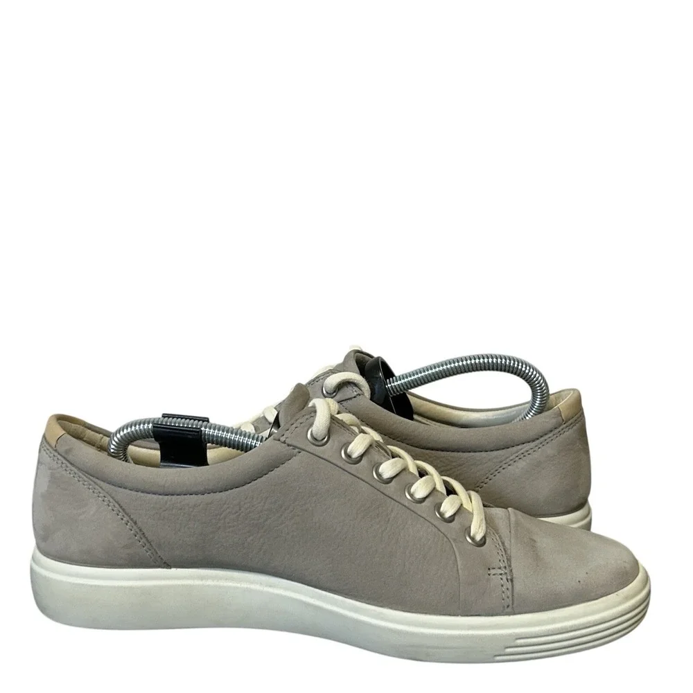 ECCO Soft 7 Nubuck Leather Lace Up Sneakers Gray Comfort Shoes Women's 40‎ US 9